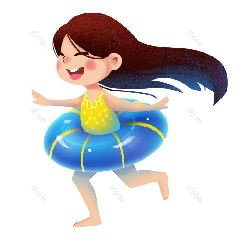 美女图片,海边元素,漫画PNG,女孩免抠素材